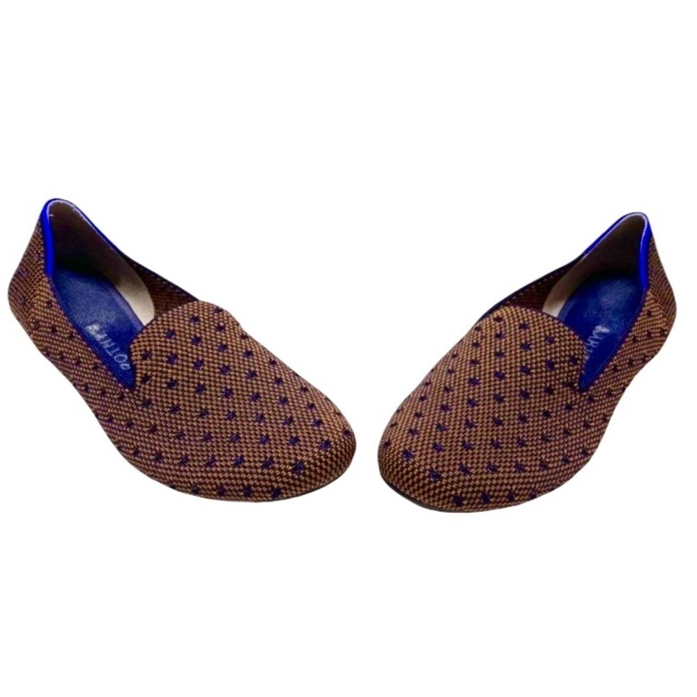 Rothy’s Women’s Brown Blue Sienna Dot Slip-On Round Toe Loafer Shoes 8.5